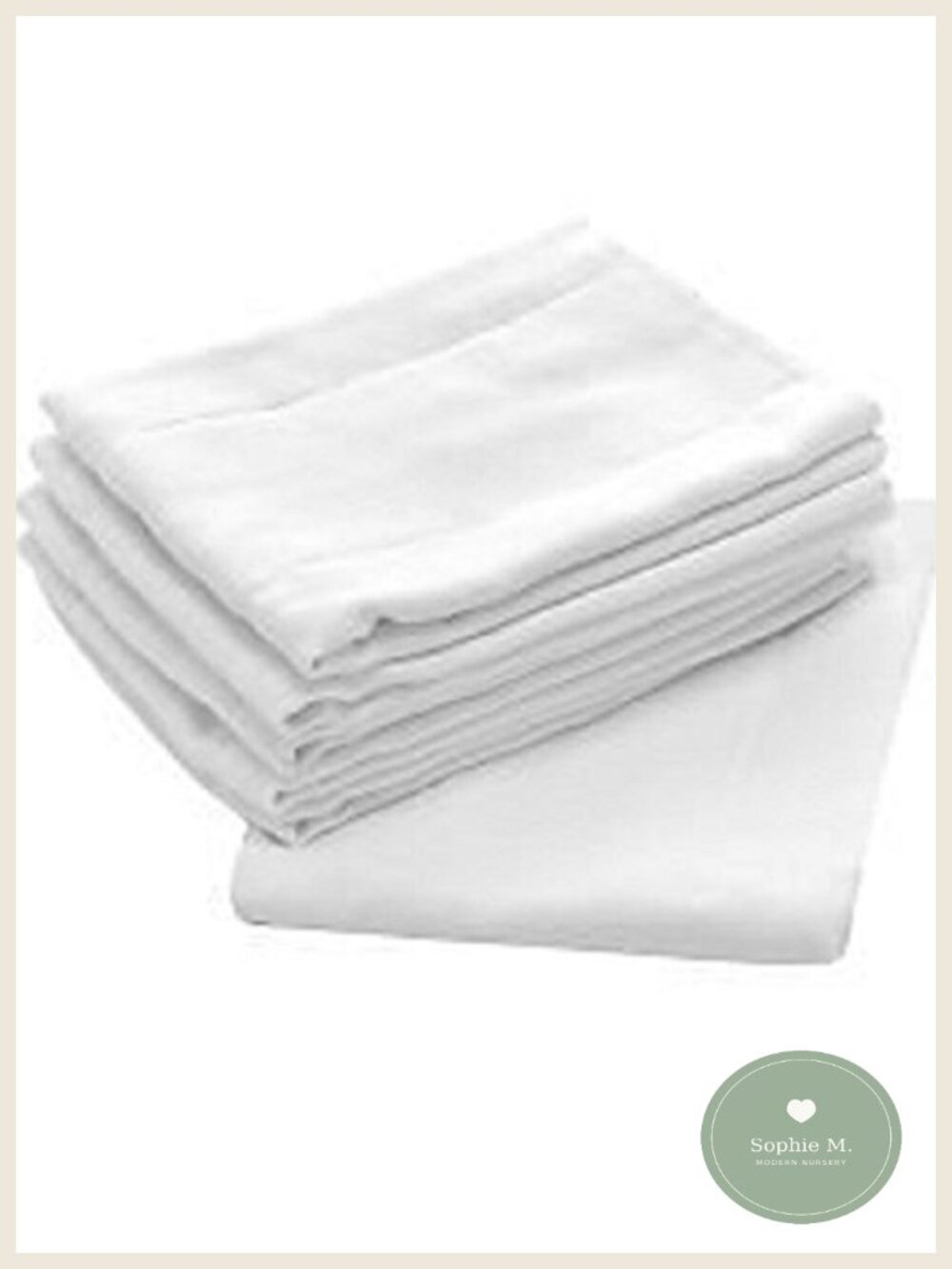 100% Cotton Flat Cloth Diapers 27x27 12-Pack Burp Cloths Reusable